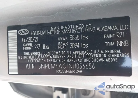 2022 Hyundai Elantra Sel z USA, uszkodzony, nr VIN 5NPLM4AG1NH056656